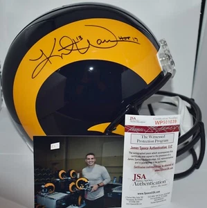 KURT WARNER AUTOGRAPHED VSR4 FULL SIZE REPLICA HELMET ST LOUIS RAMS HOF 2017 JSA - Picture 1 of 9
