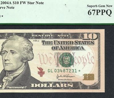 2004A $10 *STAR* SAN FRANCISCO ((RUN 2 only 512,000)) PCGS SUPERB GEM NEW 67PPQ! - Image 1 of 4