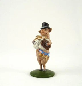 Franz Bergmann Vienna Austria MILLIONAIRE PIG with Gold, Money and Hat Bronze - Picture 1 of 4