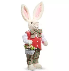 Raz Imports Mr Plaid Coniglietto Coniglio Figura Pasqua Alta 24,5" - Foto 1 di 1