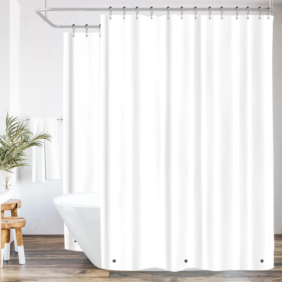 Riyidecor White All Around Shower Curtain 180x70 Inches with Magnets Clawfoot...