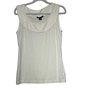 St John Caviar Sleeve Round Neckline Pullover Knitted Top White Size Small - Picture 1 of 8