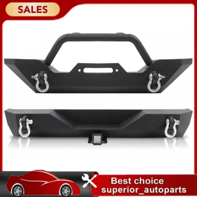 For 1987-2006 Jeep Wrangler TJ YJ w/Winch Plate Hitch D-Rings Front Rear Bumpers Foto 1 de 4