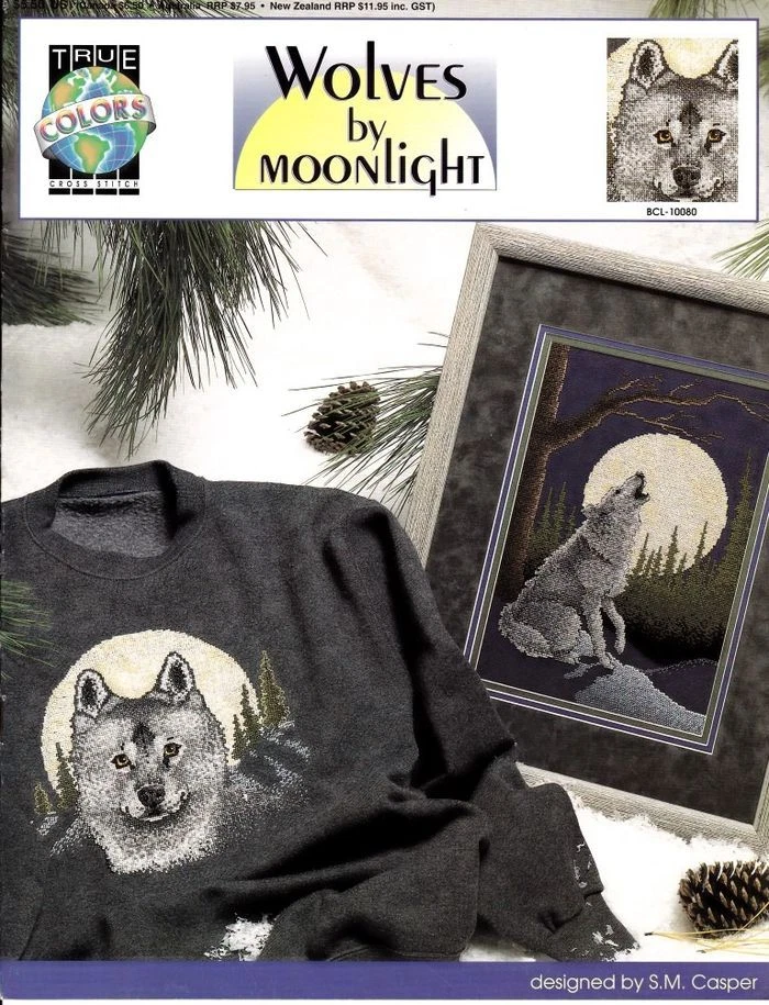 NEW CROSS STITCH WOLVES BY MOONLIGHT 2 CHARTS - Image 1 of 1