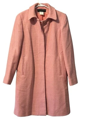 Harve Benard Long Wool Pink Coat By Benard Holtzman Size 6P Petite Formal VTG - Image 1 of 4
