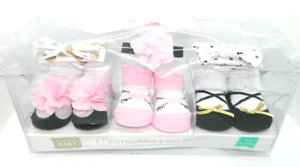 Hudson Baby Infant Girl Headband & Socks Gift Set 6pc, Heart 0-9 Months - Picture 1 of 9
