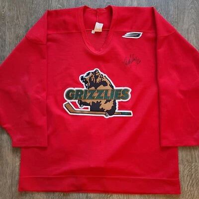 Utah Grizzlies Practice WORN SIGNED Rhett Trombley Vintage Jersey Bauer 54 - Image 1 of 4