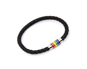 Bracelet bracelet bracelet bracelet en cuir tressé drapeau de la fierté gay pour hommes 22 cm