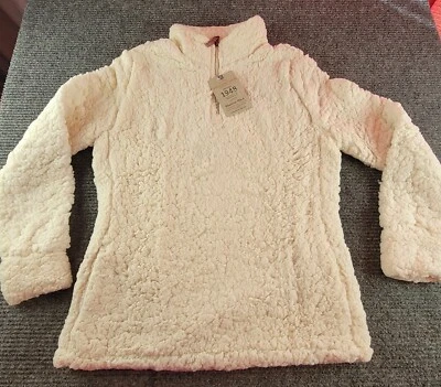 Chaqueta de peluche Sherpa vintage resistente a la intemperie para mujer 1268513 frontal 3/4 cremallera crema talla S Foto 1 de 4