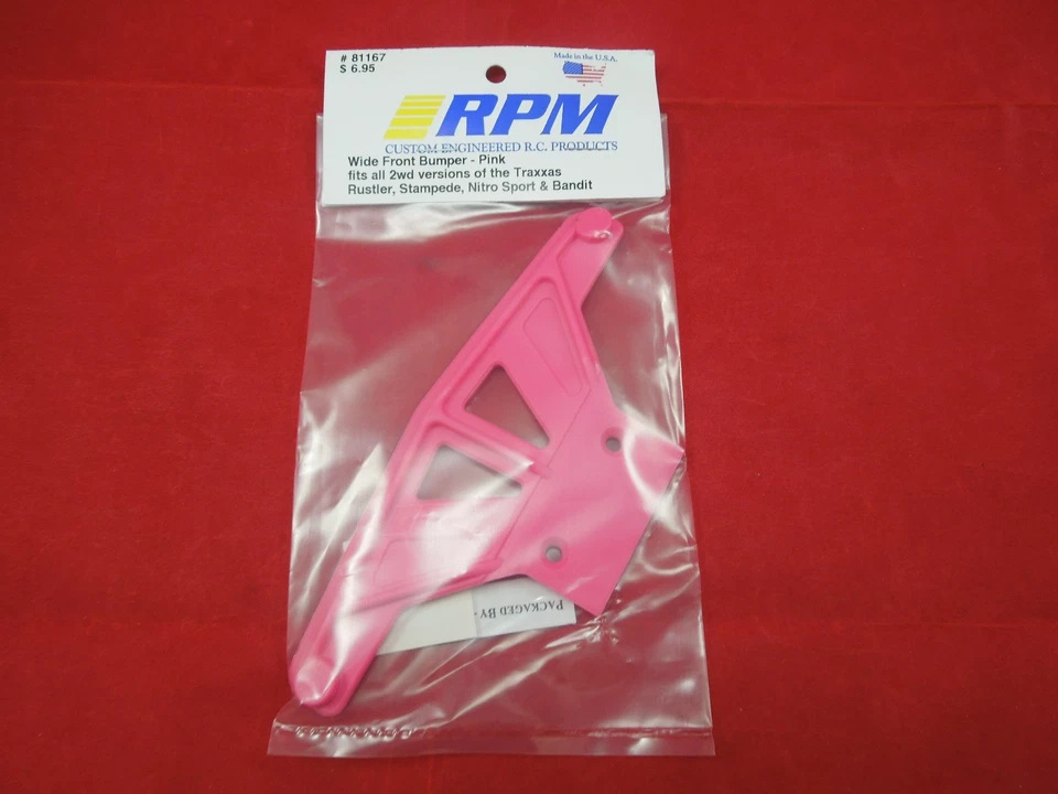 RPM WIDE PINK FRONT BUMPER TRAXXAS STAMPEDE RUSTLER BANDIT VXL XL-5 2WD 81167 - Image 1 of 1