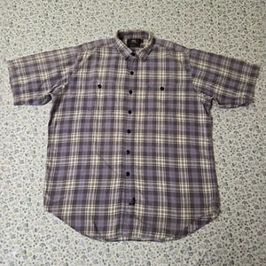 Double RRL Button Up Shirt Adult Large L Gray Brown White Plaid Short Sleeve Men - Picture 1 of 24