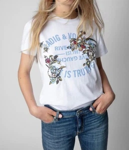 T-shirt donna francese Zadig&Voltaire cotone stampa lettere manica corta XS S M L - Foto 1 di 24