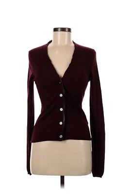 Cardigã vintage Burberry Brit 100% lã merino fina acabamento em xadrez Nova M suéter ameixa  - Imagem 1 de 4