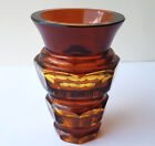 Bernsteinfarbene Vase, Stained Glas, Mouth-Blown, Um 1910 K560