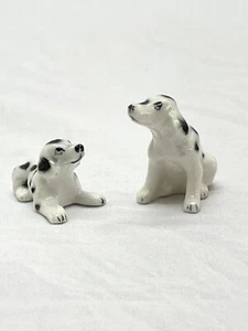 Vintage 2 Porzellan Welpen Dalmatiner Hund Figur - Bild 1 von 20