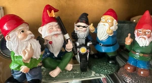 Handmade Naughty Garden Gnome Lawn Ornament Funny Finger Dwarfs Indoor&Outdoor - Picture 1 of 21