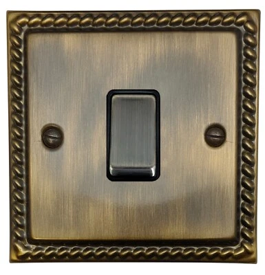 G&H BRASSWARE Interruptor de luz balancín antiguo bronce 1 banda 1 o 2 vías con cuerda monarca G&H MAB301