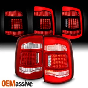 For 2009-2018 Dodge Ram 1500 2500 3500 LED Tube Chrome Red Clear Tail Light Pair - Picture 1 of 9