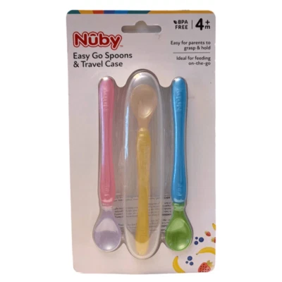 Nuby Three Easy Go Spoons and Travel Case for Baby Toddler Feeding - Image 1 of 4