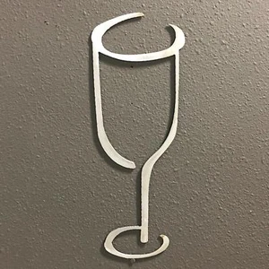 Wine Glass 13 ALUMINUM Metal Wall Art Skilwerx 9 x 3 Wine - Picture 1 of 4