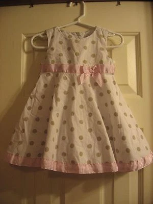 ~Polly & Friends~Niñas talla 18 meses Vestido a lunares blanco/rosa bronceado, muy buen estado Foto 1 de 3