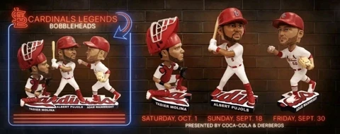 PUJOLS WAINWRIGHT MOLINA LEGENDS 3 BOBBLEHEAD SET 2022 SGA ST. LOUIS CARDINALS! Cover
