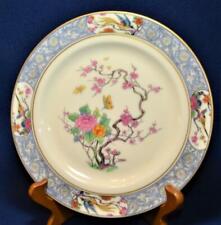 LENOX Bone China Blue Rim Pink Flowers & Birds MING Pattern 8 1/4"d Salad Plate