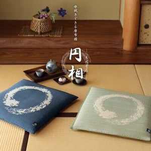 Cojín Zabuton Limpiable con Agua 55×55cm Resina Verde Azul Japón - Imagen 1 de 13