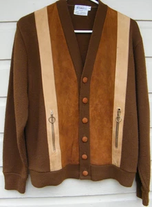 Cárdigan Suéter Vintage Marca Ropa Deportiva Marrón Orlon Acrílico/Imitación Gamuza Talla M - Imagen 1 de 6