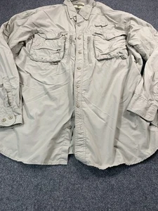 Cabela's Shirt Mens XL Tall Beige Long Sleeve Button Up Outdoor Camping GXII - Picture 1 of 24