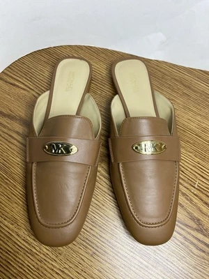 Michael Kors MK Plate Mule Clog Luggage Sandal Shoes Women's Size 7.5 Tan Brown - Image 1 of 4