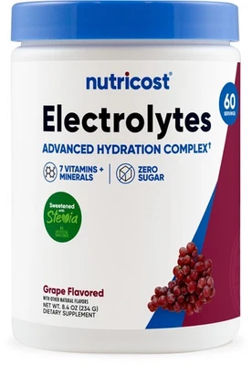 Nutricost Electrolyte Complex Hydration Powder (60 Servings, Grape) - Image 1 of 4