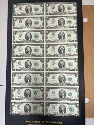 1976 $2 Cleveland Star Note Uncut Sheet of 16 Star Notes in OGP - Image 1 of 4