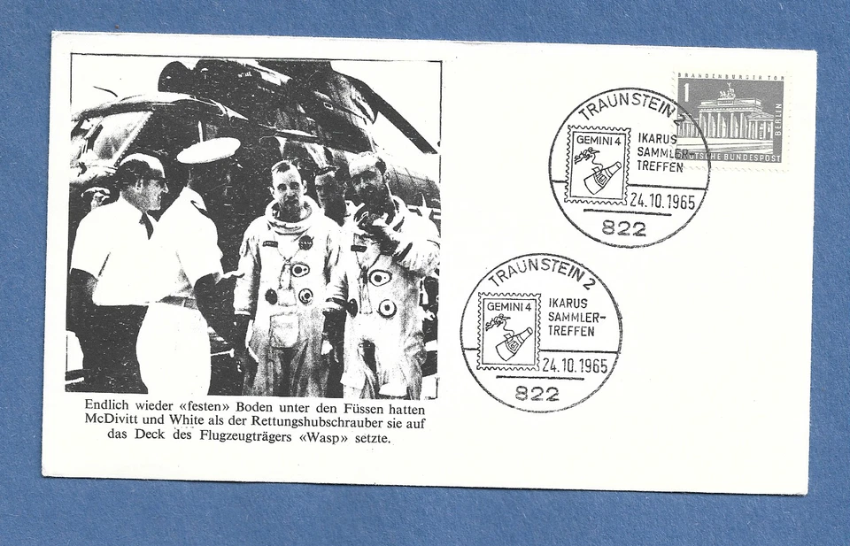 GEMINI 4 McDIVITT & WHITE  USS WASP OCT 24,1965  IKARUS  TRAUNSTEIN SPACE NASA Foto 1 de 1