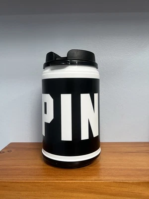 PINK Victorias Secret 24 盎司热冷旅行杯黑色和白色 Pre Lovedd — 第 1/4 张图片