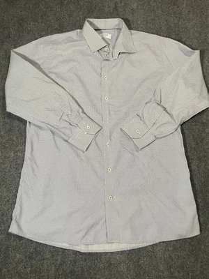 Camisa Eton Para Hombre 18 46 Azul Blanco Estampado Geométrico Vestido Con Botones Contemporáneo Foto 1 de 4