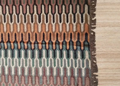 Handwoven Vintage Wool Jute Rugs For Home Decor, Traditional Kilim Rug Bohemian - Image 1 of 4