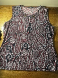 Women’s Tommy Hilfiger Blue/red Paisley Sleeveless Blouse Size L - Picture 1 of 6