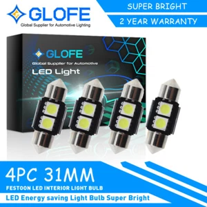 4 PIEZAS 12V Blanco 5050 2SMD 1.25" 31mm DE3175 DE3021 DE3022 Festón Bombillas LED Luz - Imagen 1 de 6