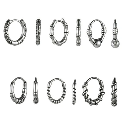 Pendientes Huggie Aro Sin Fin Floral Retro Acero Inoxidable Punk 2 un. Para Hombre Mujer Foto 1 de 4