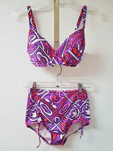 Vintage Jantzen Bikini 2 Teiler Badeanzug 32C S Psychedelic Lila Pink 60er 70er - Bild 1 von 19