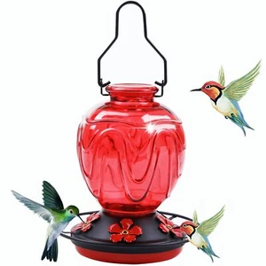 Glass Hummingbird Feeder for Outdoors Hanging 24Ozs Humming Bird Nectar Feede... - Picture 1 of 9