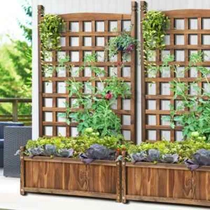 Livsip x2 Raised Garden Bed Wooden Planter Box Vegetables Outdoor Square - Picture 1 of 7
