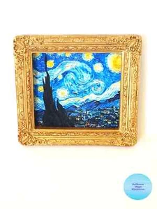 Miniature Picture Vincent Van Gogh Starry Night Classic Blue Dollhouse Mini Art - Picture 1 of 9