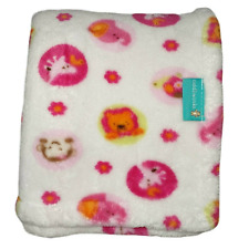 Tiddliwinks Jungle Baby Girl Blanket White Pink Fleece Circle Flower HTF Safari