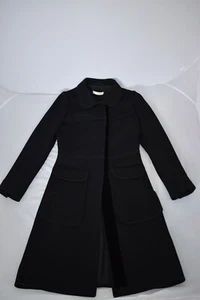 Gabardina larga Prada negra con botones de lana chaqueta inteligente para mujer IT38 UK8 RARA - Imagen 1 de 20