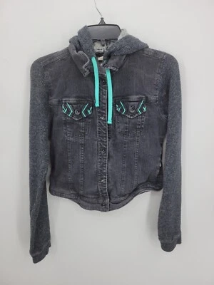 Chaqueta Cruel Niña Mujer Pequeña Desteñida Negra Lavada Denim Azul Contraste Suroeste Foto 1 de 4