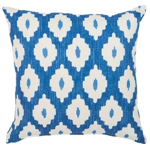 Sorrento Ikat Cushion. Modern Marine Blue Geometric Design. 17x17" Cover - Picture 1 of 3