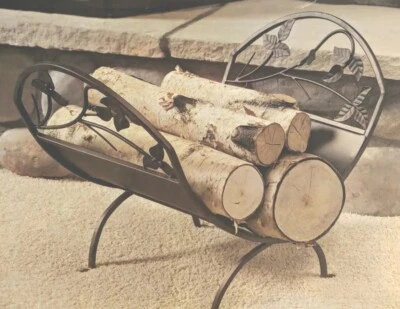 Cuna de troncos de acero funcional decorativa premium para chimenea 21x14x17 nueva en caja Foto 1 de 4