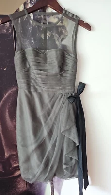 Vestido BLANCO by Vera Wang Sin Mangas Gris Malla Escote Vaina Sobre la Rodilla Talla 2 Foto 1 de 4